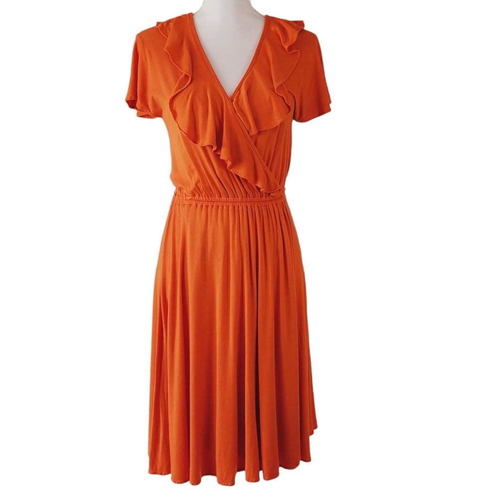Milly Orange Ruffle Midi Dress